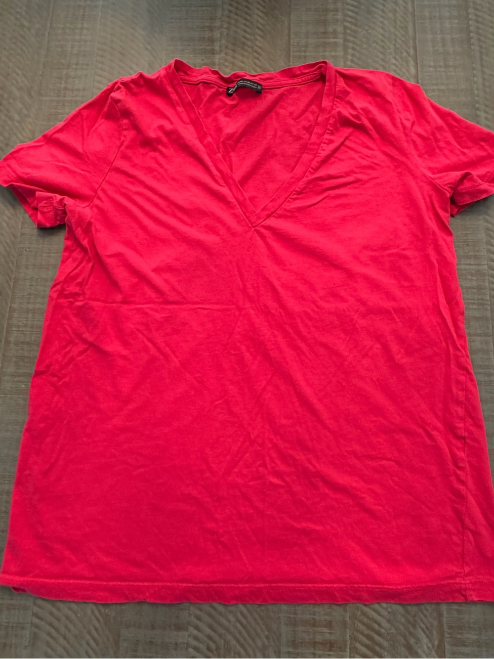 ZARA Pink V-Neck Short Sleeve Tee